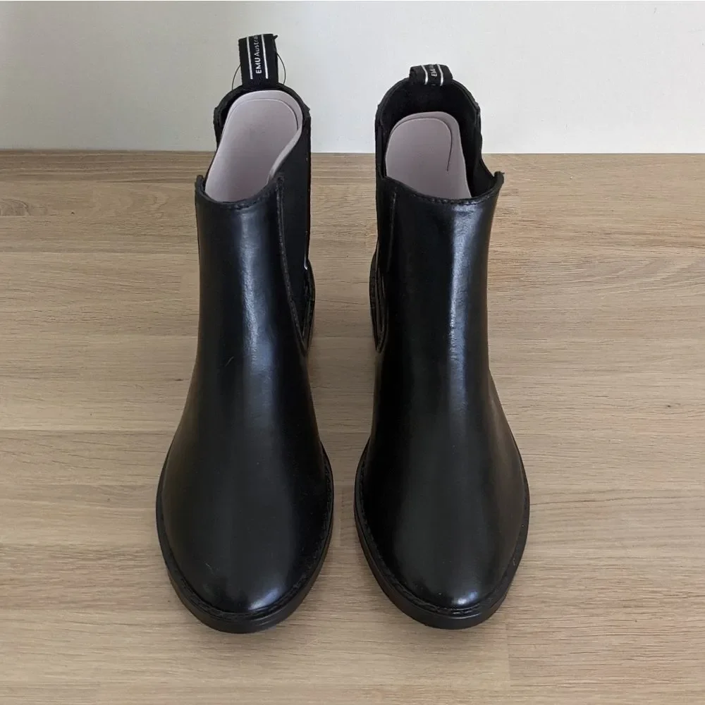 Emu Australia Ellin Black Waterproof Ankle Rain Boots Women's 9